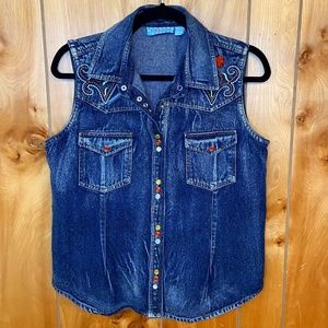 Denim Vest  Small w/ Snap Buttons & Front Pockets